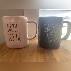 Rae Dunn Magenta Groom to be Bride to be mugs Black and pink excellent condition